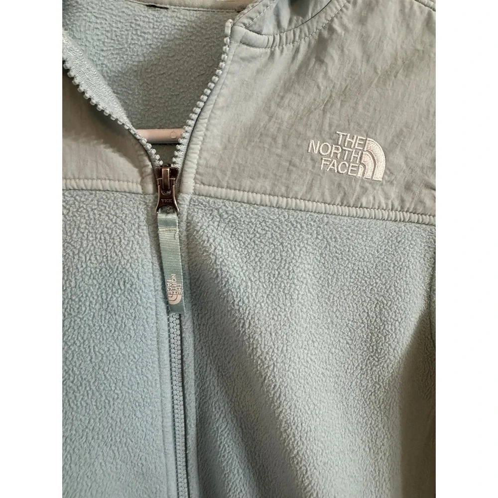 🔥The North Face 🦋💙🦋 Blue Hooded Fleece Full Zip Jacket Women‎ Small